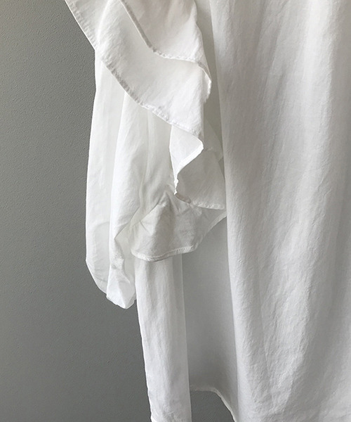 c.u.l（シーユーエル）の「【c.u.l:w】５分袖フリルブラウス culw32（シャツ/ブラウス・レディース・ブルー/ホワイト・L/M）」の19枚目の写真