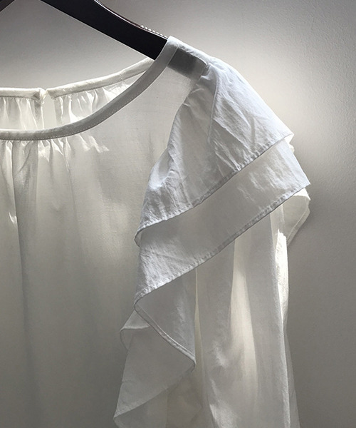 c.u.l（シーユーエル）の「【c.u.l:w】５分袖フリルブラウス culw32（シャツ/ブラウス・レディース・ブルー/ホワイト・L/M）」の10枚目の写真