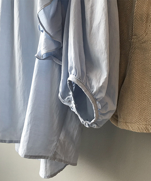 c.u.l（シーユーエル）の「【c.u.l:w】５分袖フリルブラウス culw32（シャツ/ブラウス・レディース・ブルー/ホワイト・L/M）」の6枚目の写真