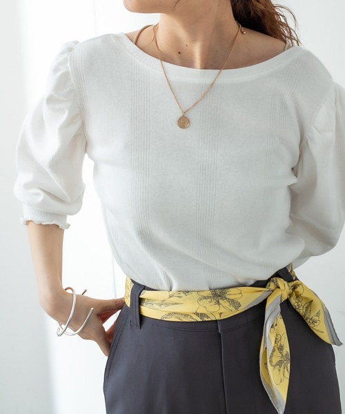 mystic（ミスティック）の「ランダムリブパフプルオーバー（Tシャツ/カットソー・レディース・ブラック/ベージュ/オフホワイト/ピンク/ブラック系その他/イエロー系その他・FREE）」の2枚目の写真