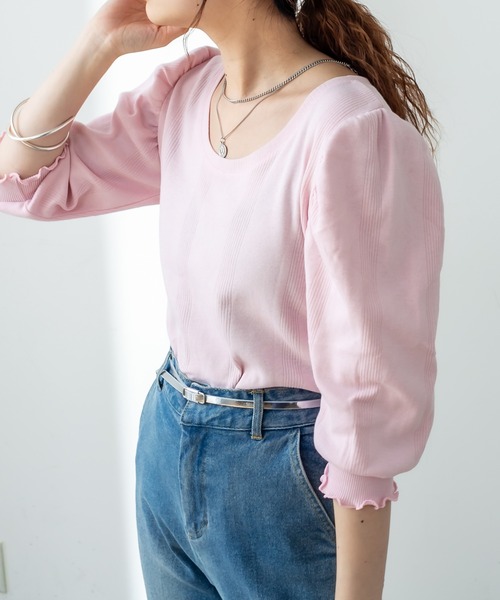 mystic（ミスティック）の「ランダムリブパフプルオーバー（Tシャツ/カットソー・レディース・ブラック/ベージュ/オフホワイト/ピンク/ブラック系その他/イエロー系その他・FREE）」の22枚目の写真