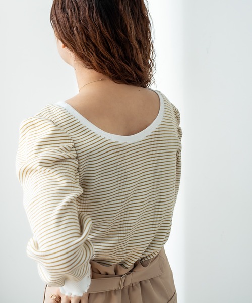 mystic（ミスティック）の「ランダムリブパフプルオーバー（Tシャツ/カットソー・レディース・ブラック/ベージュ/オフホワイト/ピンク/ブラック系その他/イエロー系その他・FREE）」の11枚目の写真