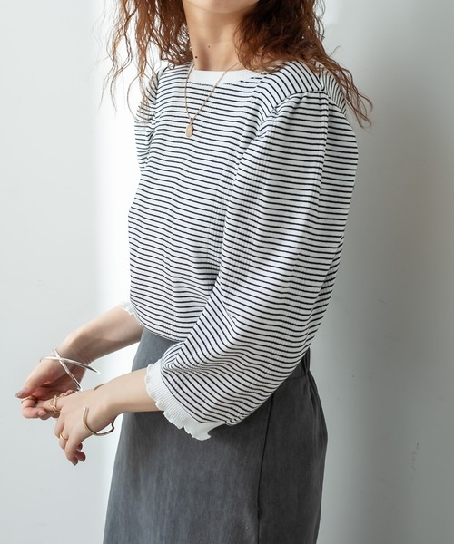 mystic（ミスティック）の「ランダムリブパフプルオーバー（Tシャツ/カットソー・レディース・ブラック/ベージュ/オフホワイト/ピンク/ブラック系その他/イエロー系その他・FREE）」の21枚目の写真