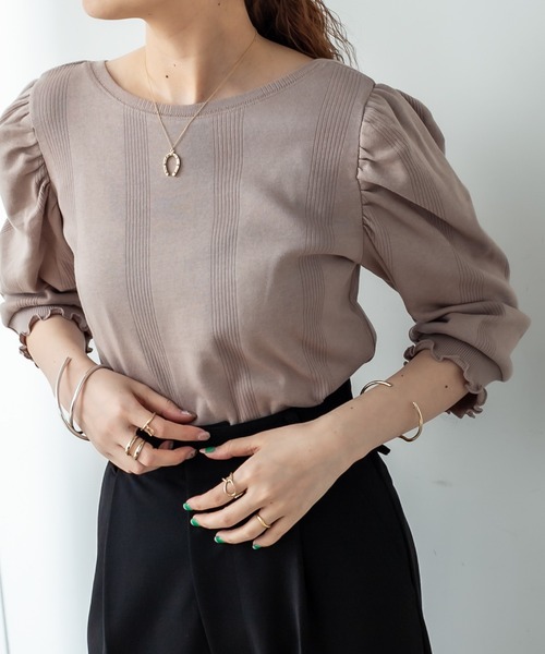 mystic（ミスティック）の「ランダムリブパフプルオーバー（Tシャツ/カットソー・レディース・ブラック/ベージュ/オフホワイト/ピンク/ブラック系その他/イエロー系その他・FREE）」の16枚目の写真