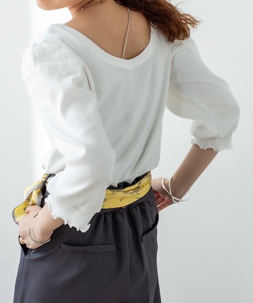 mystic（ミスティック）の「ランダムリブパフプルオーバー（Tシャツ/カットソー・レディース・ブラック/ベージュ/オフホワイト/ピンク/ブラック系その他/イエロー系その他・FREE）」の10枚目の写真