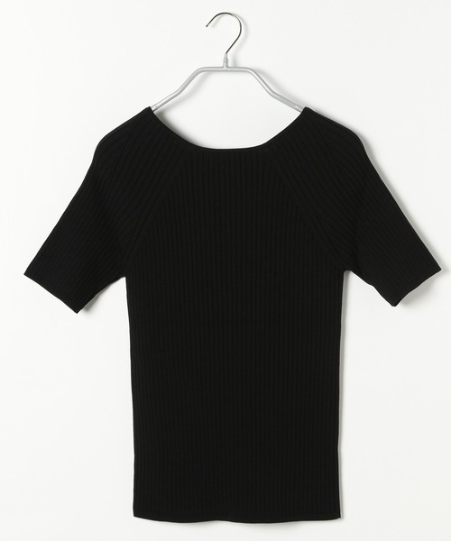 PAGEBOY（ページボーイ）の「ワイドリブニットショートスリーブ（ニット/セーター・レディース・ブラック/オフホワイト/アクア/グレイッシュベージュ・FREE）」の12枚目の写真