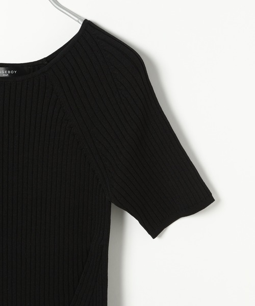 PAGEBOY（ページボーイ）の「ワイドリブニットショートスリーブ（ニット/セーター・レディース・ブラック/オフホワイト/アクア/グレイッシュベージュ・FREE）」の7枚目の写真
