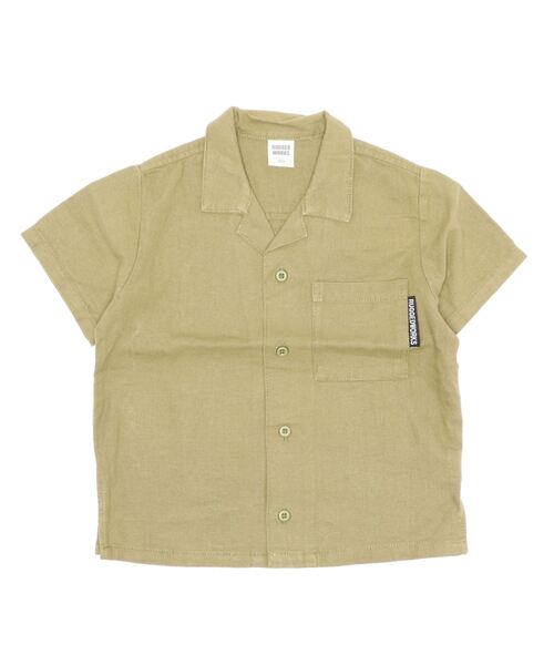 RUGGEDWORKS（ラゲッドワークス）の「麻レーヨン　半袖開襟シャツ（セットアップ可）（シャツ/ブラウス・キッズ・ライトグレー/カーキ・110/100/120/140/150/130/90）」の4枚目の写真