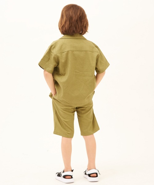 RUGGEDWORKS（ラゲッドワークス）の「麻レーヨン　半袖開襟シャツ（セットアップ可）（シャツ/ブラウス・キッズ・ライトグレー/カーキ・110/100/120/140/150/130/90）」の7枚目の写真