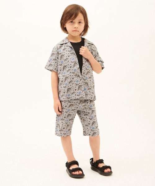 RUGGEDWORKS（ラゲッドワークス）の「麻レーヨン　半袖開襟シャツ（セットアップ可）（シャツ/ブラウス・キッズ・ライトグレー/カーキ・110/100/120/140/150/130/90）」の8枚目の写真