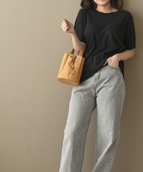 me+em select(ミームセレクト)の「リネンライクTシャツ(Tシャツ/カットソー・レディース・スカイブルー/ブラック/ベージュ/ピンク/イエロー/オレンジ/アイボリー/ミント・FREE)」の19枚目の写真