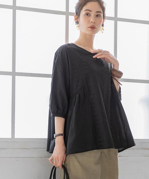 coen（コーエン）の「ギャザーレースブラウス（シャツ/ブラウス・レディース・オフホワイト/ブラック/ライム・MEDIUM/LARGE）」の3枚目の写真