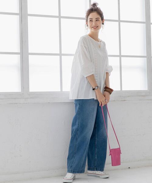 coen（コーエン）の「ギャザーレースブラウス（シャツ/ブラウス・レディース・オフホワイト/ブラック/ライム・MEDIUM/LARGE）」の16枚目の写真