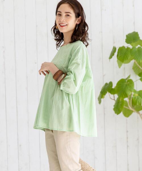 coen（コーエン）の「ギャザーレースブラウス（シャツ/ブラウス・レディース・オフホワイト/ブラック/ライム・MEDIUM/LARGE）」の5枚目の写真