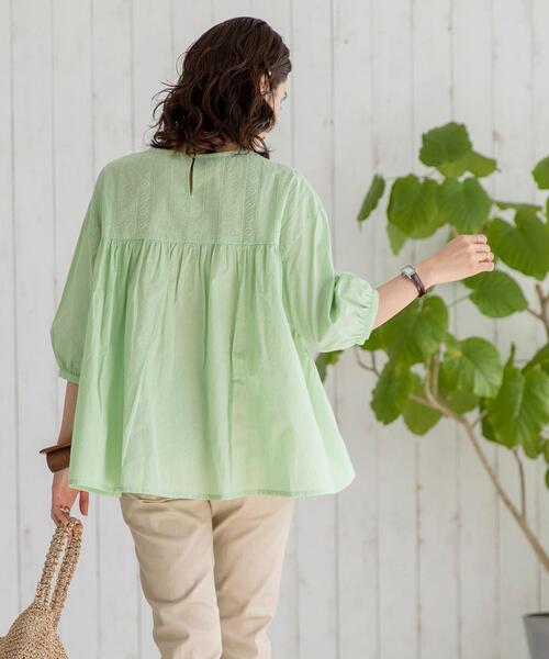 coen（コーエン）の「ギャザーレースブラウス（シャツ/ブラウス・レディース・オフホワイト/ブラック/ライム・MEDIUM/LARGE）」の14枚目の写真