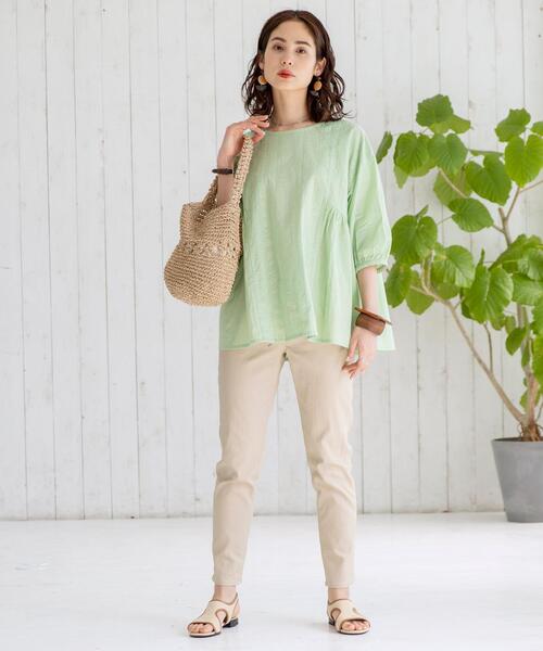 coen（コーエン）の「ギャザーレースブラウス（シャツ/ブラウス・レディース・オフホワイト/ブラック/ライム・MEDIUM/LARGE）」の17枚目の写真