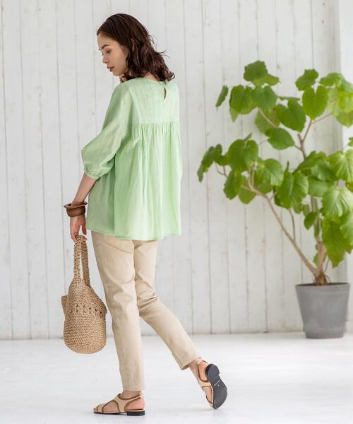 coen（コーエン）の「ギャザーレースブラウス（シャツ/ブラウス・レディース・オフホワイト/ブラック/ライム・MEDIUM/LARGE）」の8枚目の写真