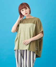 CUBE SUGAR（キューブシュガー）の「スラブチェックビッグドルマンスリーブ変形トップス（Tシャツ/カットソー）」