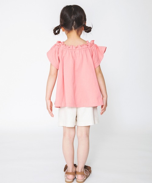 BRANSHES（ブランシェス）の「オフショルダーチュニック（チュニック・キッズ・チャコールグレー/サーモンピンク・90cm/110cm/100cm/120cm/130cm/140cm/150cm）」の9枚目の写真