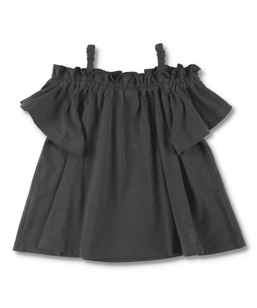 BRANSHES（ブランシェス）の「オフショルダーチュニック（チュニック・キッズ・チャコールグレー/サーモンピンク・90cm/110cm/100cm/120cm/130cm/140cm/150cm）」の21枚目の写真