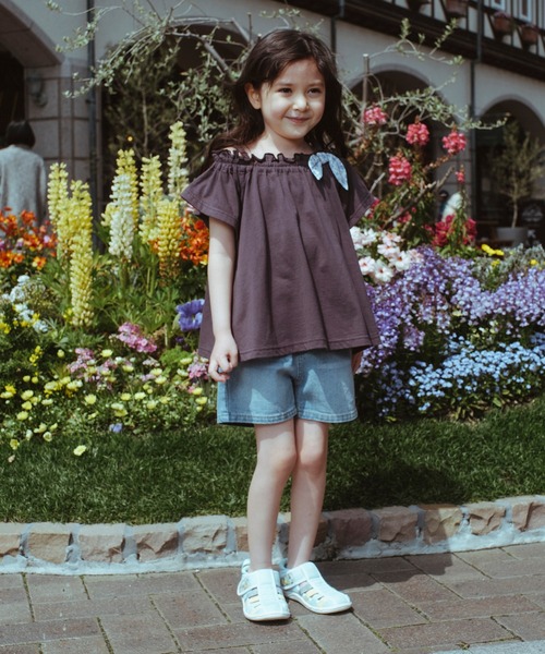 BRANSHES（ブランシェス）の「オフショルダーチュニック（チュニック・キッズ・チャコールグレー/サーモンピンク・90cm/110cm/100cm/120cm/130cm/140cm/150cm）」の19枚目の写真