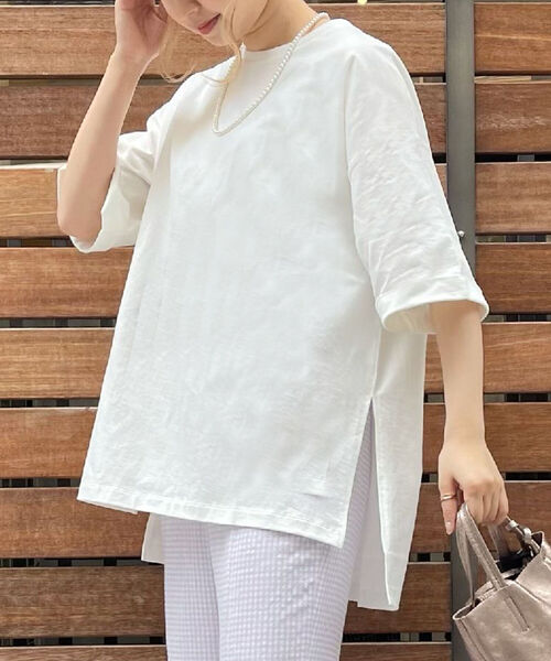 fredy emue（フレディエミュ）の「BIG T-SHIRT（ビッグTシャツ）（Tシャツ/カットソー・レディース・チャコールグレー/オフホワイト/ピンク/グリーン・38）」の2枚目の写真