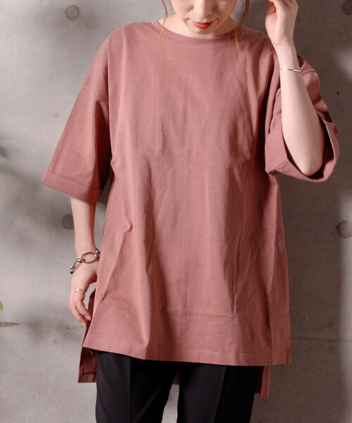 fredy emue（フレディエミュ）の「BIG T-SHIRT（ビッグTシャツ）（Tシャツ/カットソー・レディース・チャコールグレー/オフホワイト/ピンク/グリーン・38）」の4枚目の写真