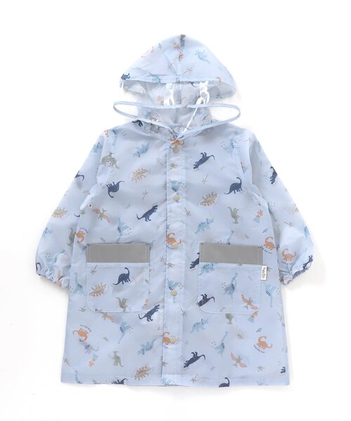 apres les cours(アプレレクール)の「■きょうりゅう柄ランドコート(レインコート/ポンチョ・キッズ・アイボリー/サックスブルー・130/100/110/120)」の1枚目の写真