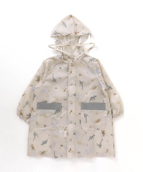 apres les cours(アプレレクール)の「■きょうりゅう柄ランドコート(レインコート/ポンチョ・キッズ・アイボリー/サックスブルー・130/100/110/120)」の2枚目の写真
