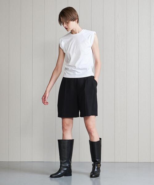 H　BEAUTY&YOUTH UNITED ARROWS（エイチビューティーアンドユースユナイテッドアローズ）の「＜H＞SHOULDER PAD COTTON NO SLEEVE TOP/カットソー（Tシャツ/カットソー・レディース・ホワイト/ブラック・FREE）」の8枚目の写真