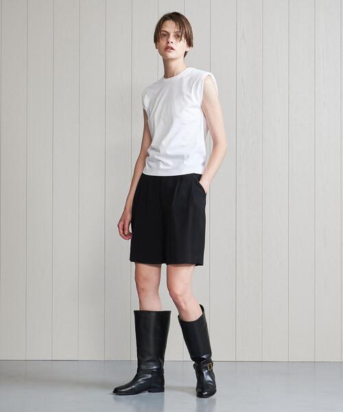 H　BEAUTY&YOUTH UNITED ARROWS（エイチビューティーアンドユースユナイテッドアローズ）の「＜H＞SHOULDER PAD COTTON NO SLEEVE TOP/カットソー（Tシャツ/カットソー・レディース・ホワイト/ブラック・FREE）」の6枚目の写真