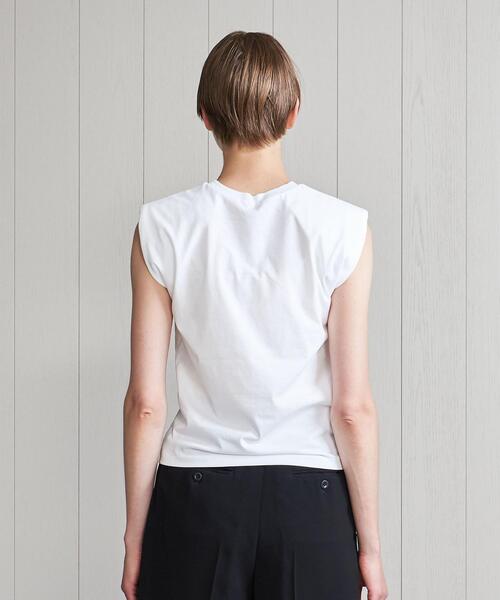 H　BEAUTY&YOUTH UNITED ARROWS（エイチビューティーアンドユースユナイテッドアローズ）の「＜H＞SHOULDER PAD COTTON NO SLEEVE TOP/カットソー（Tシャツ/カットソー・レディース・ホワイト/ブラック・FREE）」の4枚目の写真