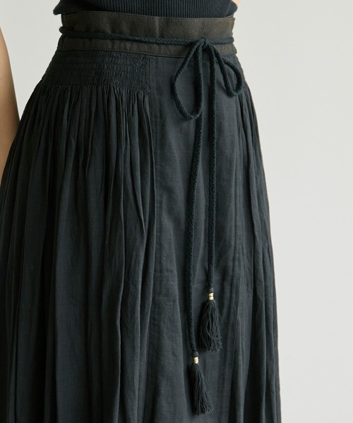 cardo fabrica（カルドファブリカ）の「._◇インドカディシャーリングラップスカート（スカート・レディース・ブラック/キナリ・FREE）」の14枚目の写真