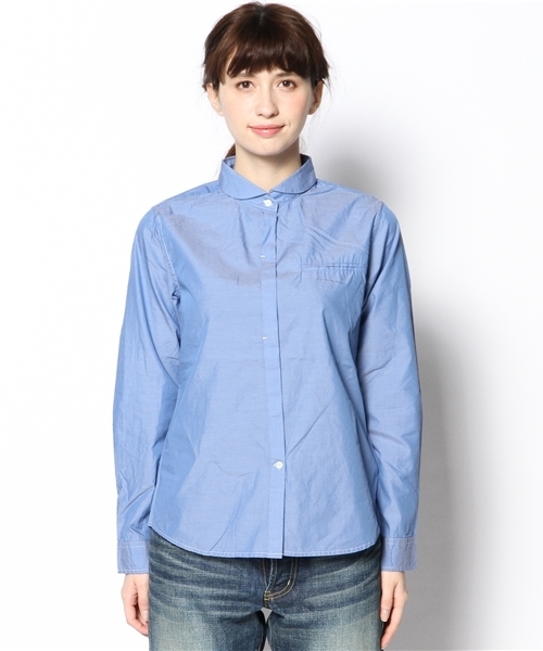 Kastane（カスタネ）の「【Kastane】ブロードラウンド前ボタンシャツ（シャツ/ブラウス・レディース・ホワイト/ブルー・FREE）」の7枚目の写真