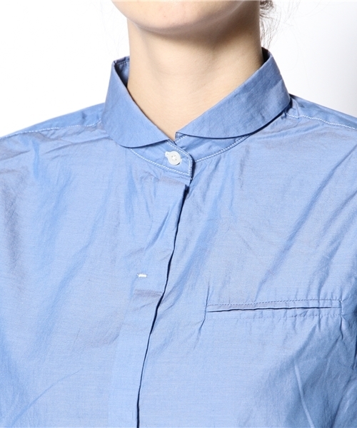Kastane（カスタネ）の「【Kastane】ブロードラウンド前ボタンシャツ（シャツ/ブラウス・レディース・ホワイト/ブルー・FREE）」の10枚目の写真