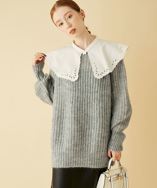 MADEMOISELLE ROPE'（マドモアゼル ロペ）の「KIDモヘアクルーネックニットプルオーバー（ニット/セーター・レディース・グレー/パープル・38）」の2枚目の写真