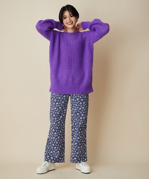 MADEMOISELLE ROPE'（マドモアゼル ロペ）の「KIDモヘアクルーネックニットプルオーバー（ニット/セーター・レディース・グレー/パープル・38）」の4枚目の写真