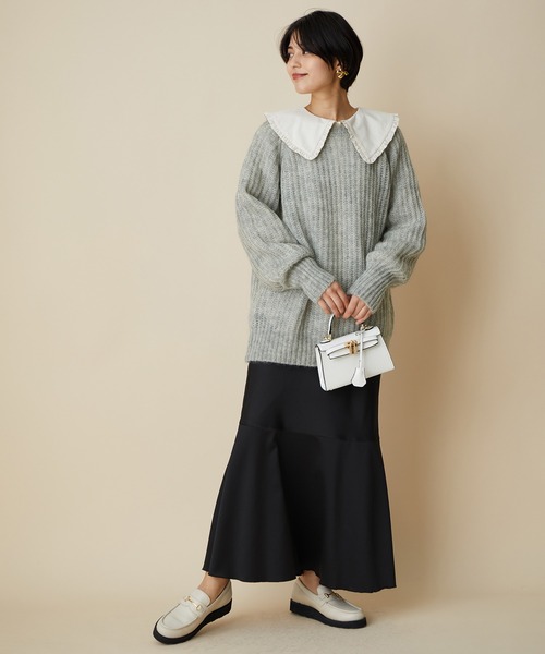 MADEMOISELLE ROPE'（マドモアゼル ロペ）の「KIDモヘアクルーネックニットプルオーバー（ニット/セーター・レディース・グレー/パープル・38）」の8枚目の写真