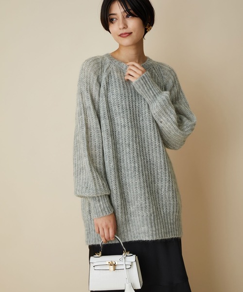 MADEMOISELLE ROPE'（マドモアゼル ロペ）の「KIDモヘアクルーネックニットプルオーバー（ニット/セーター・レディース・グレー/パープル・38）」の3枚目の写真