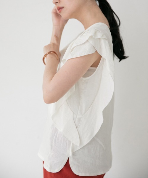 LOWRYS FARM（ローリーズファーム）の「ラッフルブラウスＦＳ　958859（シャツ/ブラウス・レディース・オフホワイト/ブラック/グリーン・FREE）」の6枚目の写真