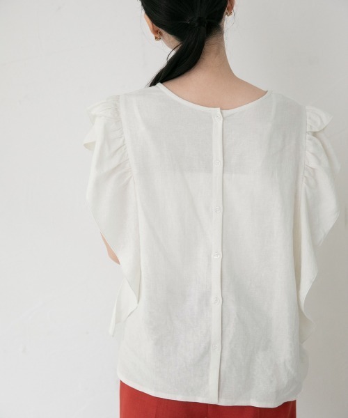 LOWRYS FARM（ローリーズファーム）の「ラッフルブラウスＦＳ　958859（シャツ/ブラウス・レディース・オフホワイト/ブラック/グリーン・FREE）」の8枚目の写真