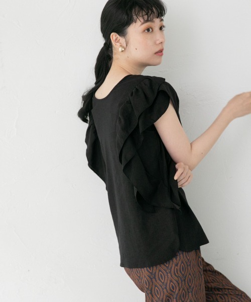 LOWRYS FARM（ローリーズファーム）の「ラッフルブラウスＦＳ　958859（シャツ/ブラウス・レディース・オフホワイト/ブラック/グリーン・FREE）」の16枚目の写真