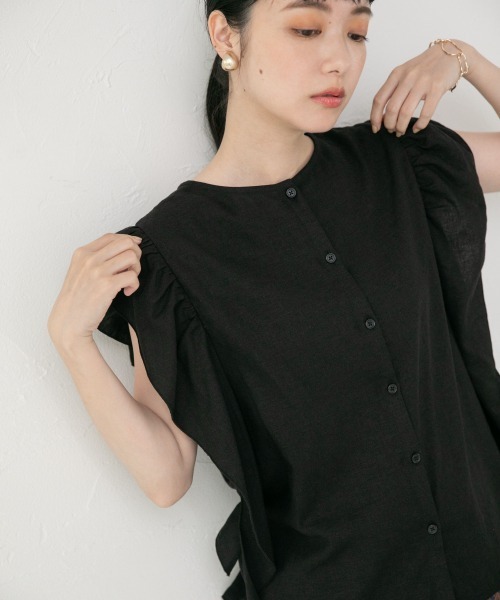 LOWRYS FARM（ローリーズファーム）の「ラッフルブラウスＦＳ　958859（シャツ/ブラウス・レディース・オフホワイト/ブラック/グリーン・FREE）」の11枚目の写真