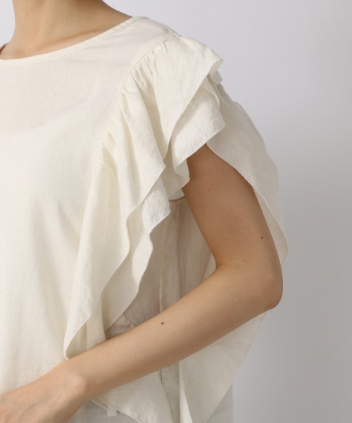 LOWRYS FARM（ローリーズファーム）の「ラッフルブラウスＦＳ　958859（シャツ/ブラウス・レディース・オフホワイト/ブラック/グリーン・FREE）」の9枚目の写真