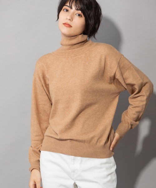 Munich(ミューニック)の「ソフトジャージタートルネックサイドジッププルオーバー(ニット/セーター・レディース・グレー/レッド/アイボリー/ブラック/ベージュ・FREE)」の14枚目の写真