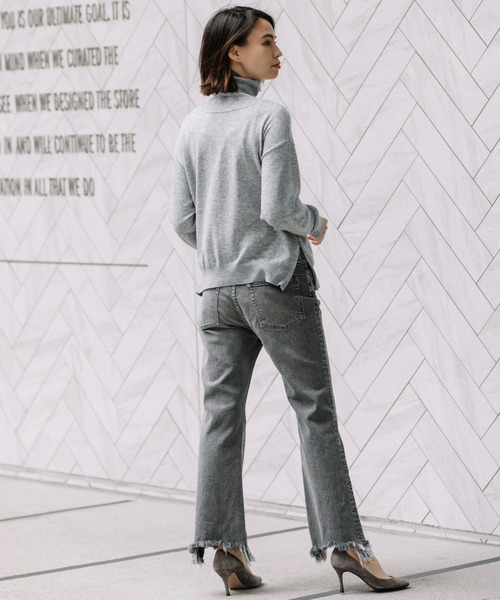 Munich(ミューニック)の「ソフトジャージタートルネックサイドジッププルオーバー(ニット/セーター・レディース・グレー/レッド/アイボリー/ブラック/ベージュ・FREE)」の18枚目の写真