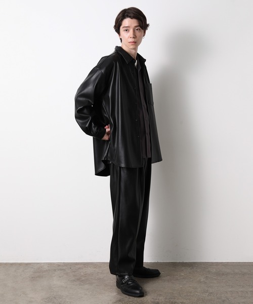 JUNRED（ジュンレッド）の「フェイクレザータックワイドパンツ（その他パンツ・メンズ・ブラック・S/M/L）」の18枚目の写真