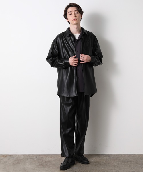 JUNRED（ジュンレッド）の「フェイクレザータックワイドパンツ（その他パンツ・メンズ・ブラック・S/M/L）」の13枚目の写真