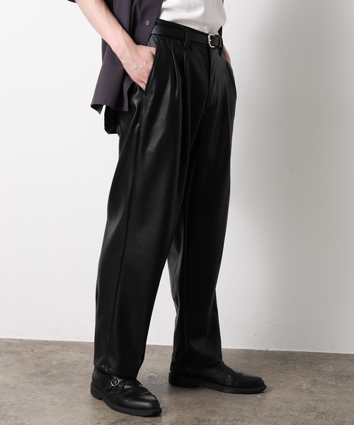 JUNRED（ジュンレッド）の「フェイクレザータックワイドパンツ（その他パンツ・メンズ・ブラック・S/M/L）」の11枚目の写真