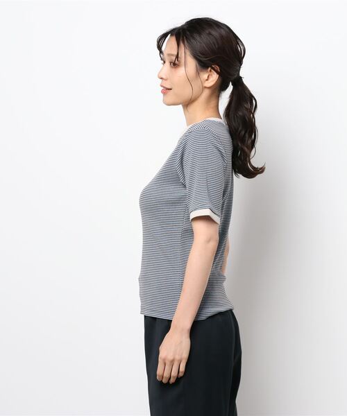 ehka sopo（エヘカソポ）の「細ボーダーTee（Tシャツ/カットソー・レディース・グリーン/ブルー/ラベンダー・ﾌﾘ-）」の5枚目の写真